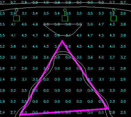 A drawing with photometric calculation values inside the solid boundary.